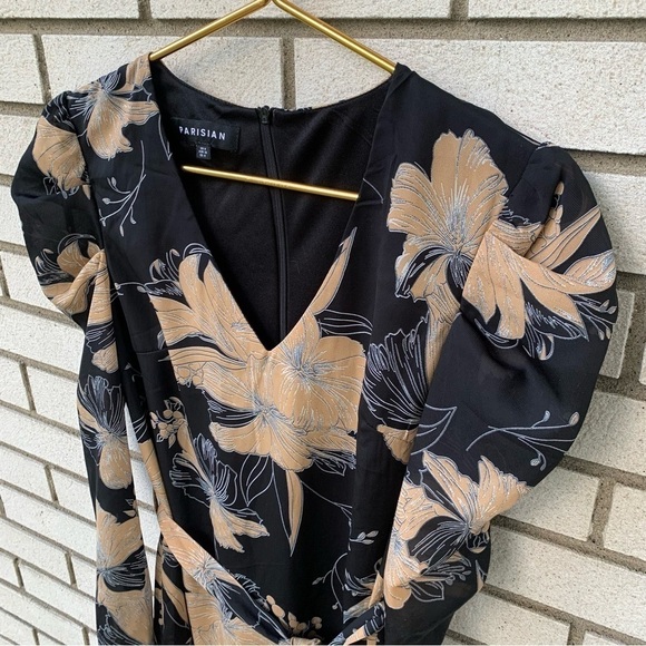 ASOS Parisian Floral Print Ruffle Hem Skater Dress With Tie Waist Belt - Picture 2 of 10